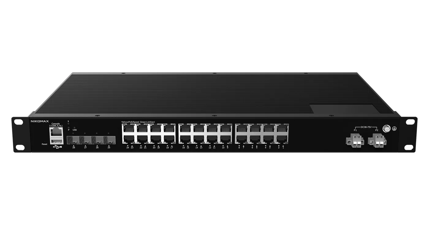 PoE коммутатор 24х10/100/1000Base-T PoE (af/at, 2 порта с поддержкой BT) 4х1/2.5/10G SFP+ NIKOMAX — фото