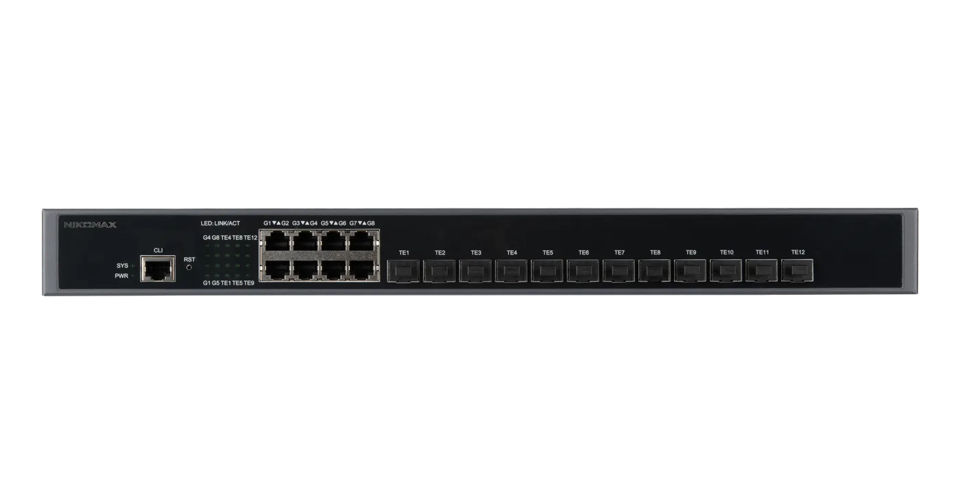 Коммутатор 12 портов 1/10G BaseX SFP+ 8 портов 1000BaseT NIKOMAX — фото