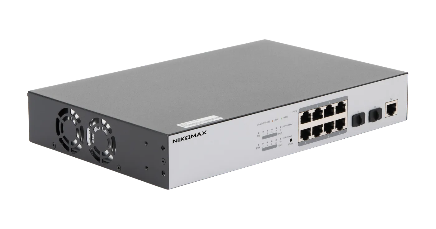 PoE коммутатор 8 Base-T 10/100/1000Mb/s 2 Base-X SFP 1000Mb/s NIKOMAX — фото