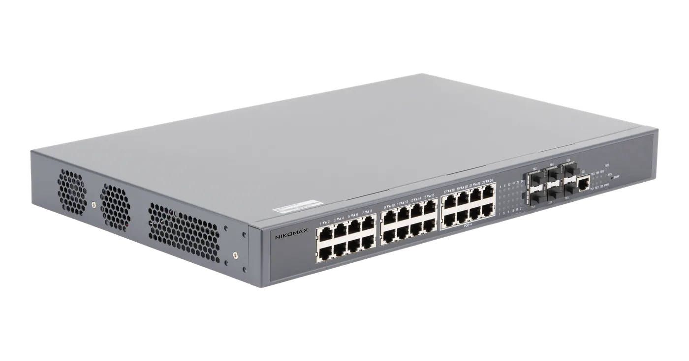 PoE коммутатор 24х1/2.5 Гбит/с PoE 6х1/10 Гбит/с SFP+ NIKOMAX — фото