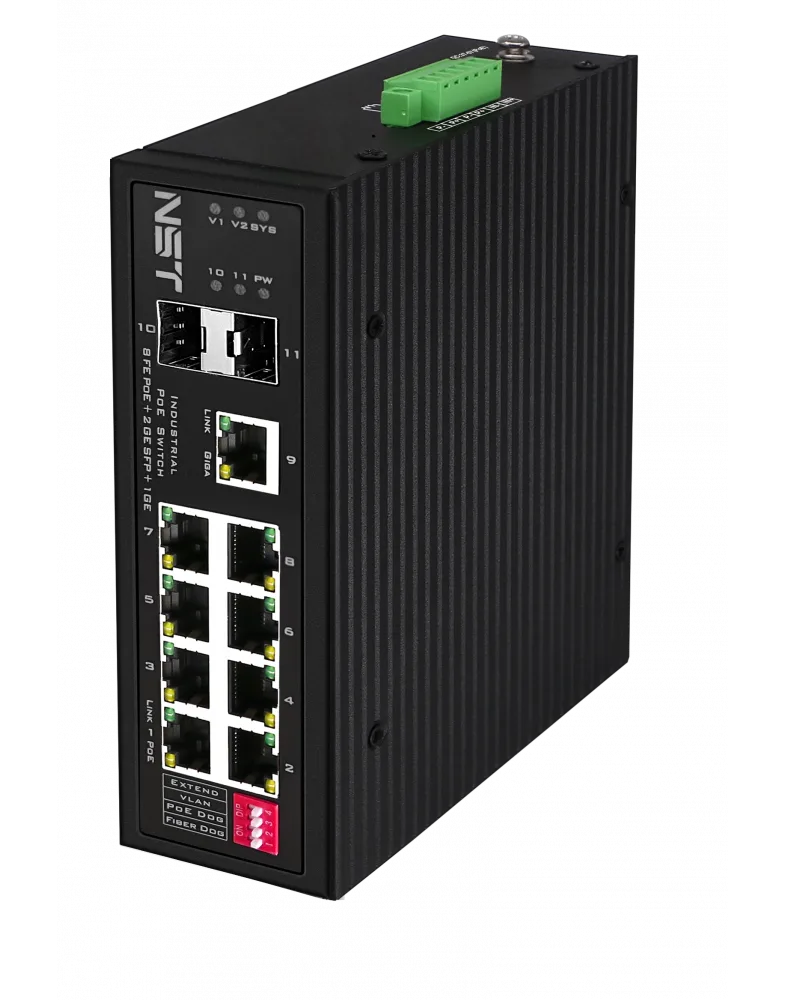 PoE коммутатор 8 FE RJ45 PoE + 1 GE RJ45 + 2 GE SFP 360 Вт NST — фото