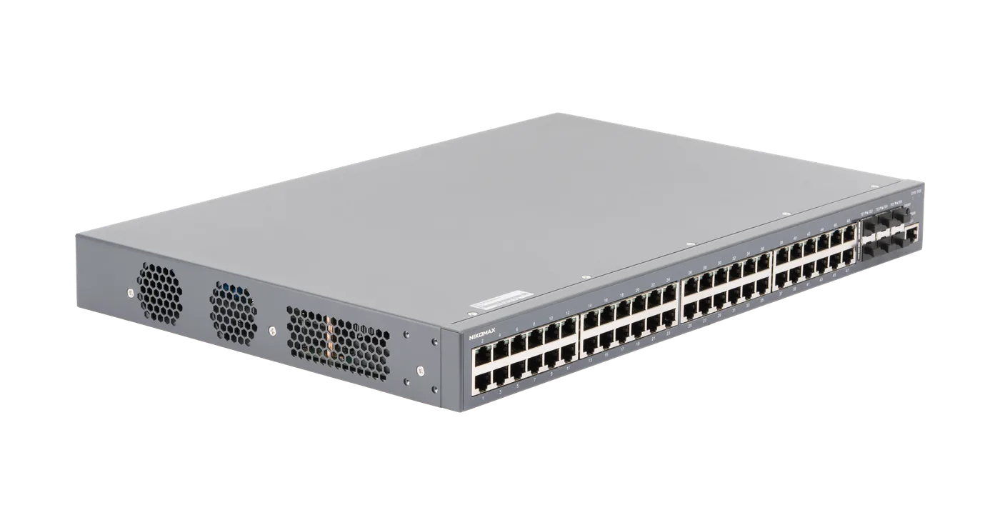 PoE коммутатор 48хBASE-TX 10/1001000Mb/s PoE 6х1/10G SFP+ NIKOMAX — фото
