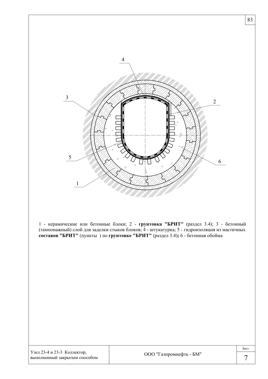 Узел 23-4: и 23-3 Коллектор, выполненный закрытым способом — гидроизоляция коллекторов, узлы Брит